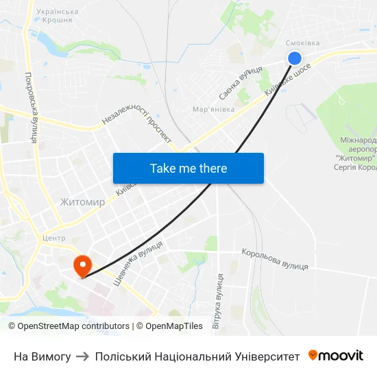 На Вимогу to Поліський Національний Університет map
