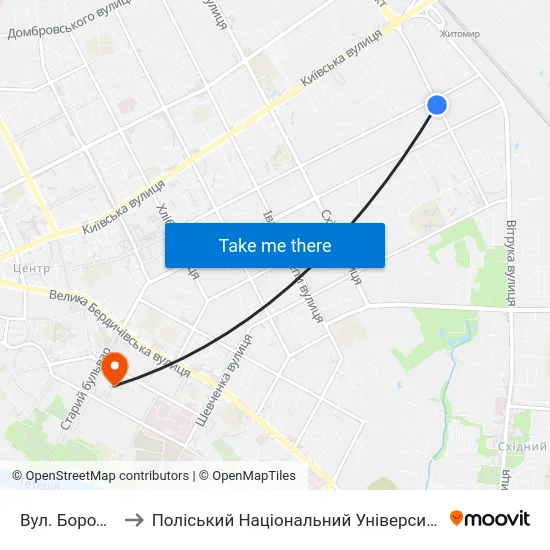 Вул. Бородія to Поліський Національний Університет map
