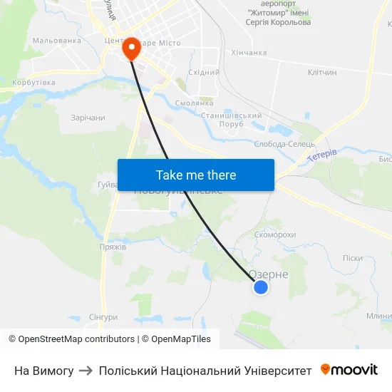 На Вимогу to Поліський Національний Університет map