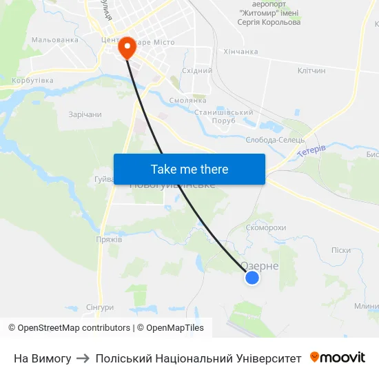 На Вимогу to Поліський Національний Університет map