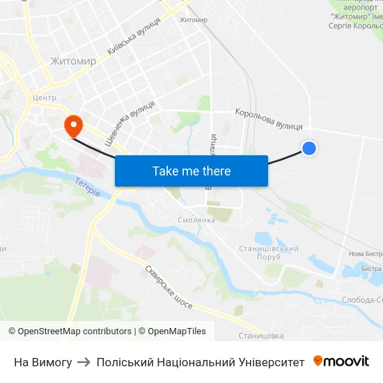 На Вимогу to Поліський Національний Університет map