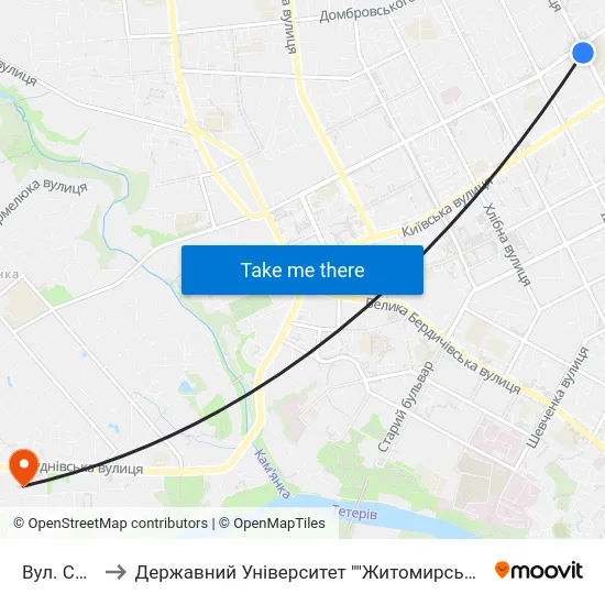 Вул. Східна to Державний Університет ""Житомирська Політехніка"" map