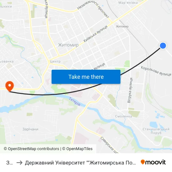 Зок to Державний Університет ""Житомирська Політехніка"" map