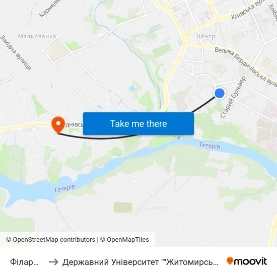 Філармонія to Державний Університет ""Житомирська Політехніка"" map
