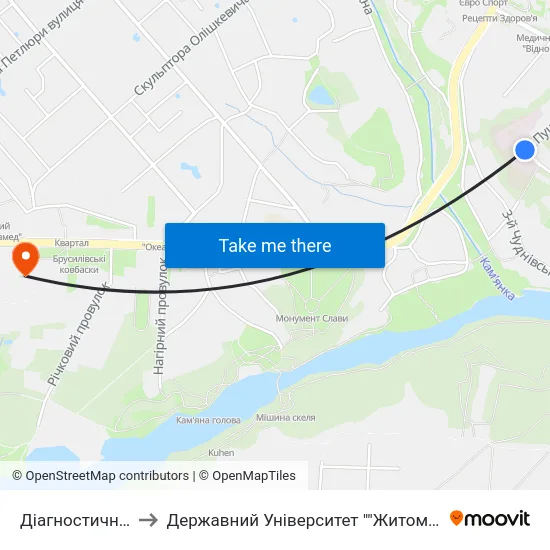 Діагностичний Центр to Державний Університет ""Житомирська Політехніка"" map