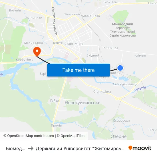 Біомедскло to Державний Університет ""Житомирська Політехніка"" map