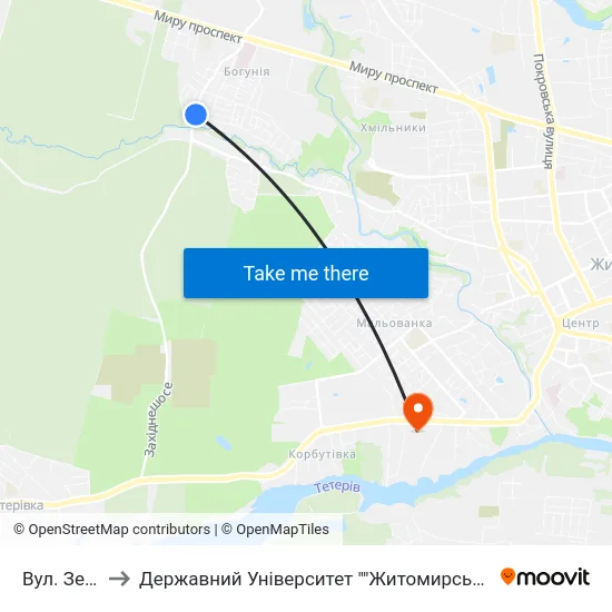 Вул. Зелена to Державний Університет ""Житомирська Політехніка"" map