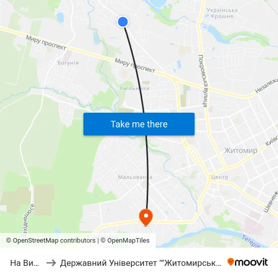 На Вимогу to Державний Університет ""Житомирська Політехніка"" map