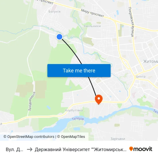 Вул. Дачна to Державний Університет ""Житомирська Політехніка"" map