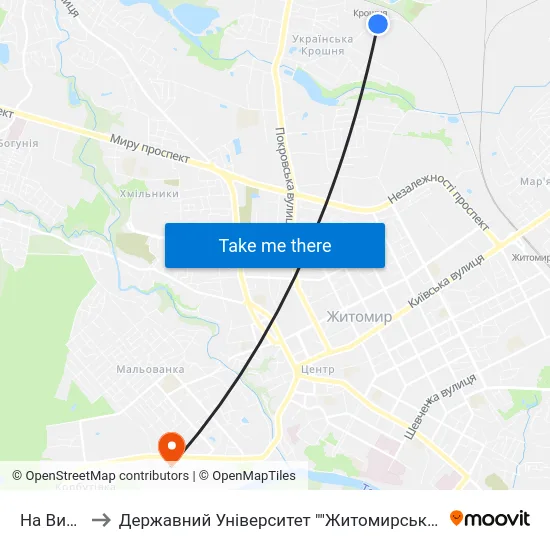 На Вимогу to Державний Університет ""Житомирська Політехніка"" map