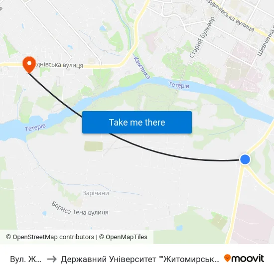 Вул. Жуйка to Державний Університет ""Житомирська Політехніка"" map