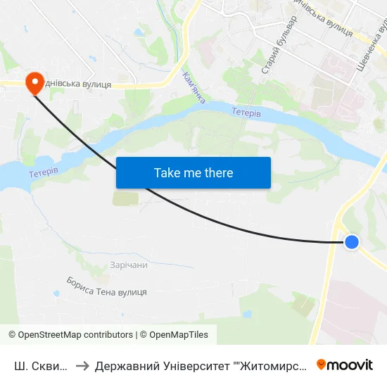 Ш. Сквирське to Державний Університет ""Житомирська Політехніка"" map