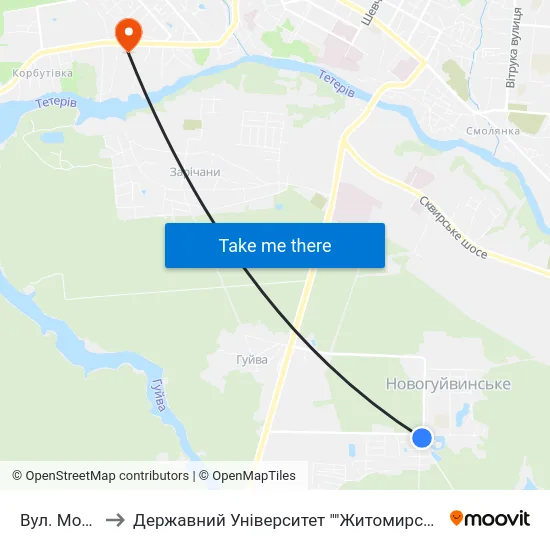 Вул. Моторна to Державний Університет ""Житомирська Політехніка"" map
