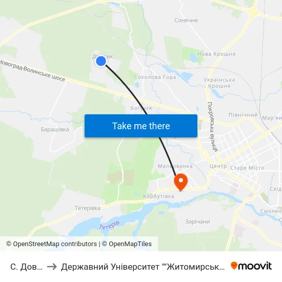 С. Довжик to Державний Університет ""Житомирська Політехніка"" map