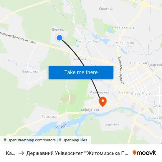 Кафе to Державний Університет ""Житомирська Політехніка"" map