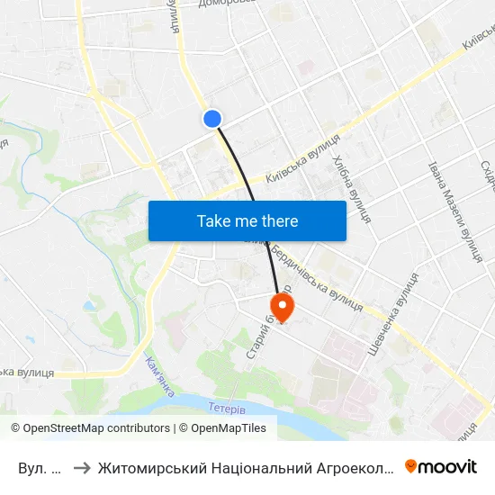 Вул. Покровська to Житомирський Національний Агроекологічний Університет / Zhytomyr National Agroecological University map