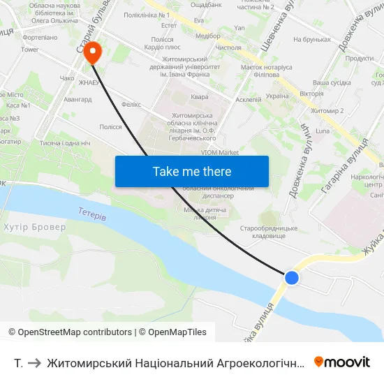 Тес to Житомирський Національний Агроекологічний Університет / Zhytomyr National Agroecological University map