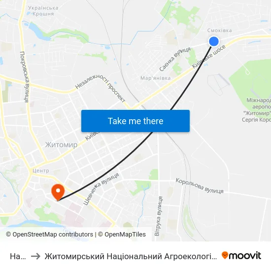 На Вимогу to Житомирський Національний Агроекологічний Університет / Zhytomyr National Agroecological University map