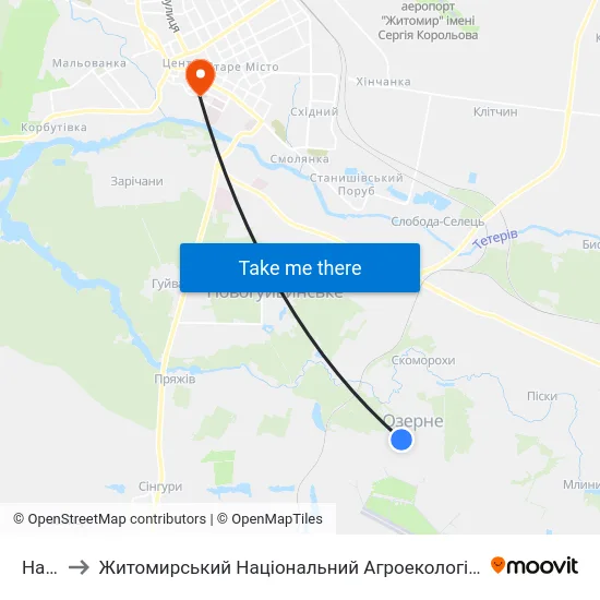 На Вимогу to Житомирський Національний Агроекологічний Університет / Zhytomyr National Agroecological University map