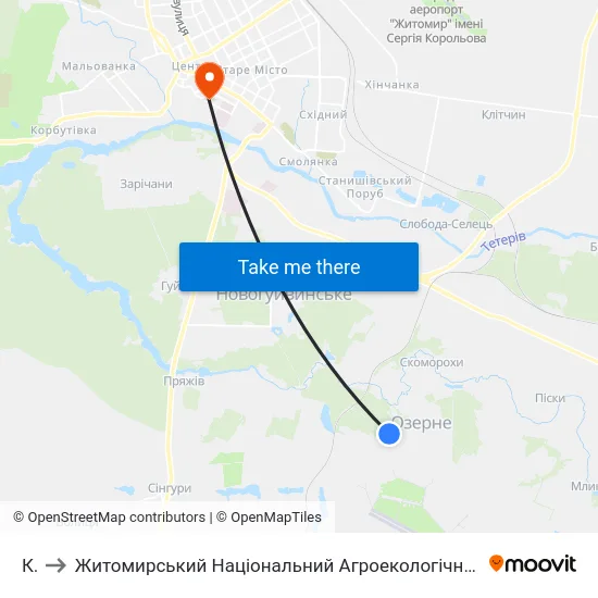 Кпп to Житомирський Національний Агроекологічний Університет / Zhytomyr National Agroecological University map