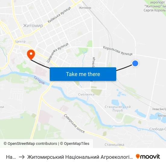 На Вимогу to Житомирський Національний Агроекологічний Університет / Zhytomyr National Agroecological University map