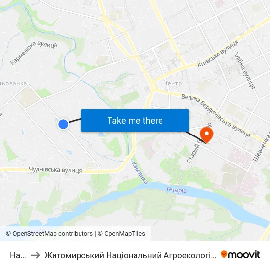 На Вимогу to Житомирський Національний Агроекологічний Університет / Zhytomyr National Agroecological University map