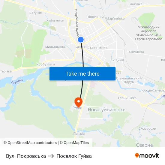 Вул. Покровська to Поселок Гуйва map