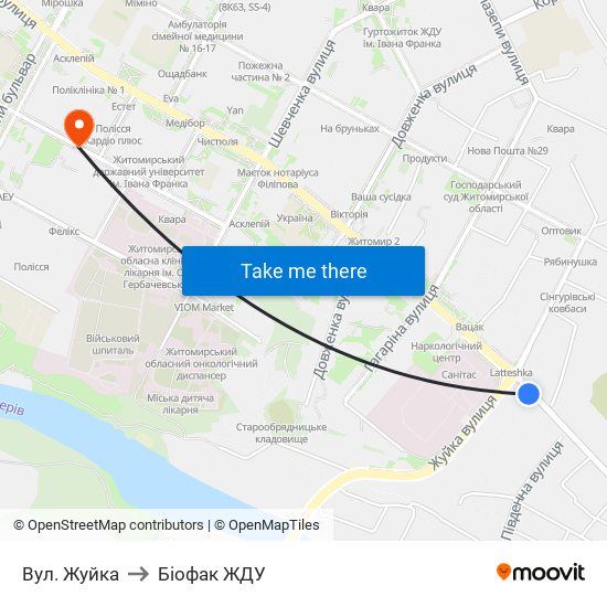 Вул. Жуйка to Біофак ЖДУ map