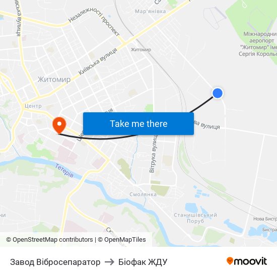 Завод Вібросепаратор to Біофак ЖДУ map