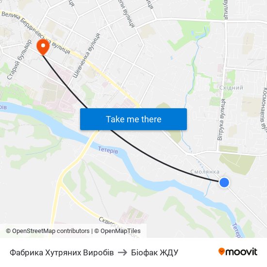 Фабрика Хутряних Виробів to Біофак ЖДУ map