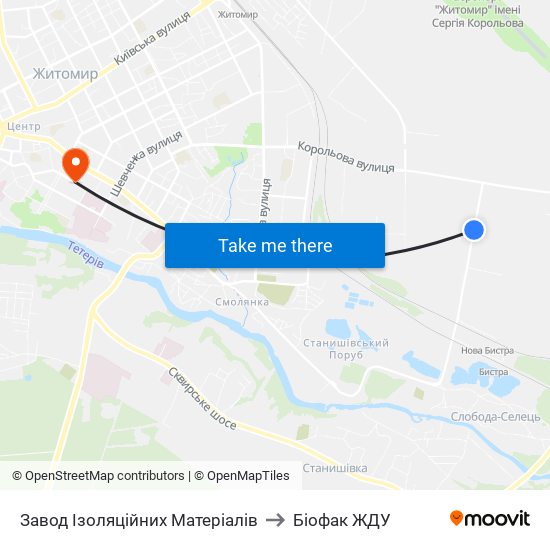 Завод Ізоляційних Матеріалів to Біофак ЖДУ map