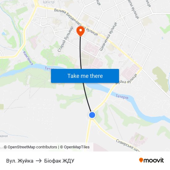 Вул. Жуйка to Біофак ЖДУ map