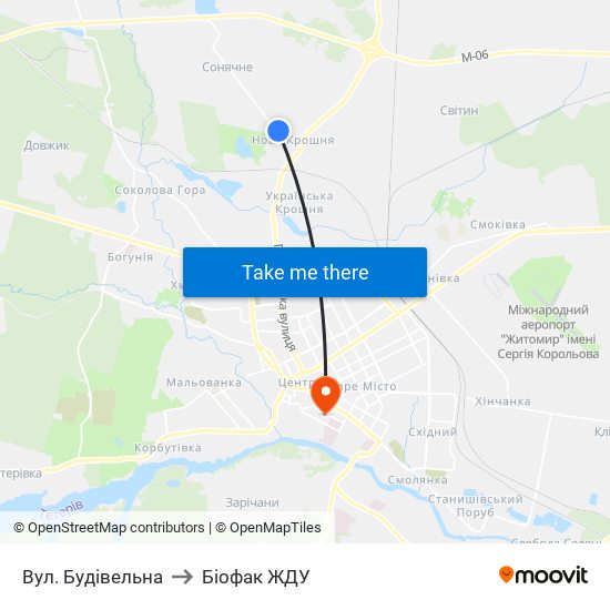 Вул. Будівельна to Біофак ЖДУ map