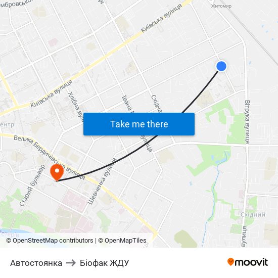 Автостоянка to Біофак ЖДУ map