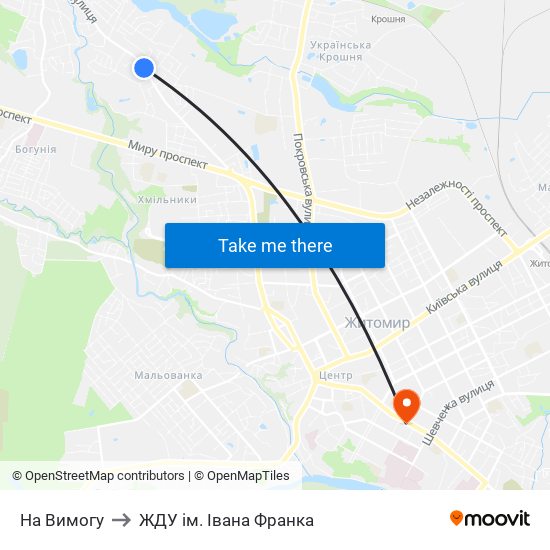 На Вимогу to ЖДУ ім. Івана Франка map
