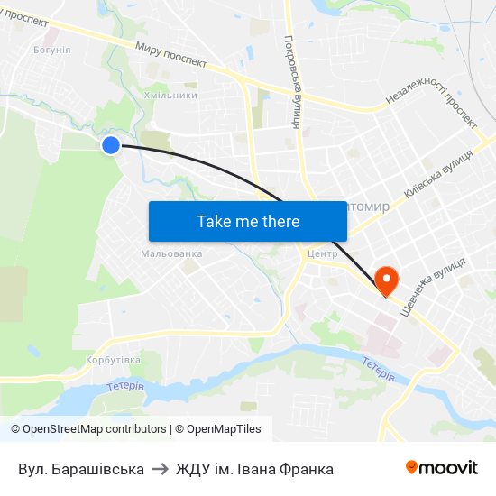 Вул. Барашівська to ЖДУ ім. Івана Франка map