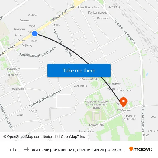 Тц Глобал to житомирський національний агро екологічний університет map