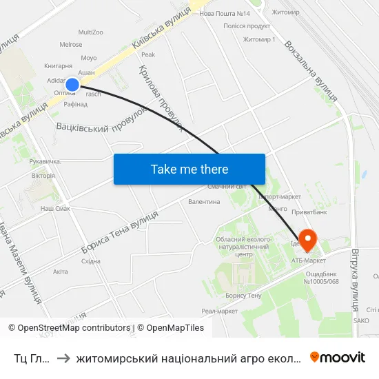 Тц Глобал to житомирський національний агро екологічний університет map