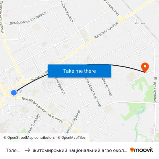 Телецентр to житомирський національний агро екологічний університет map