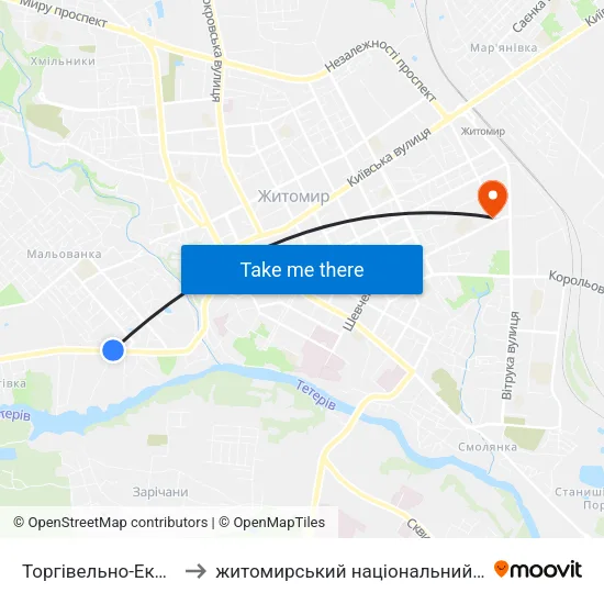 Торгівельно-Економічний Коледж to житомирський національний агро екологічний університет map