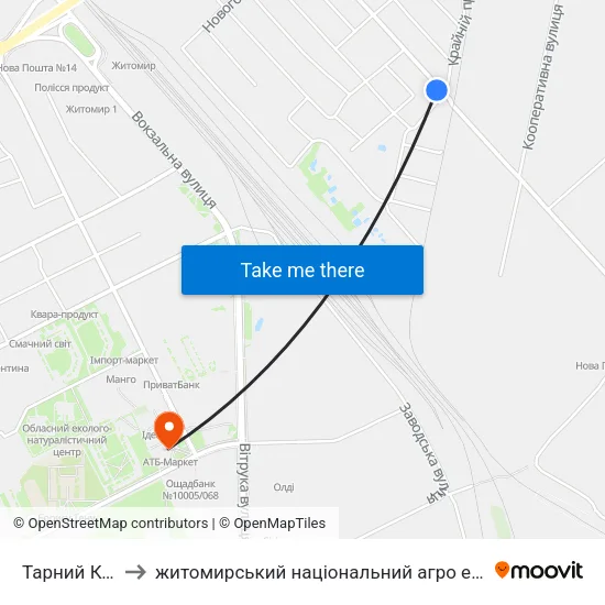 Тарний Комбінат to житомирський національний агро екологічний університет map
