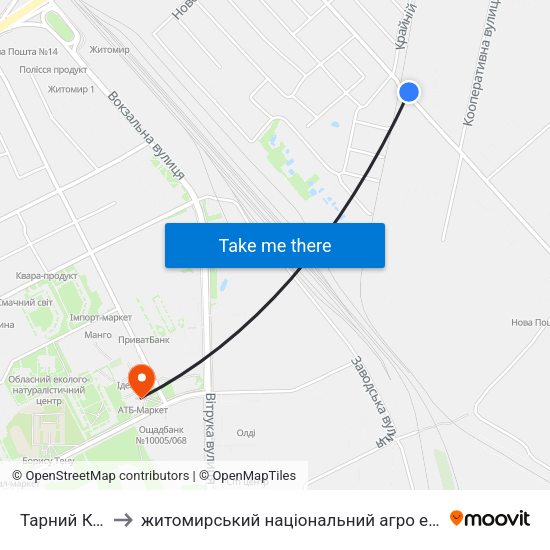 Тарний Комбінат to житомирський національний агро екологічний університет map