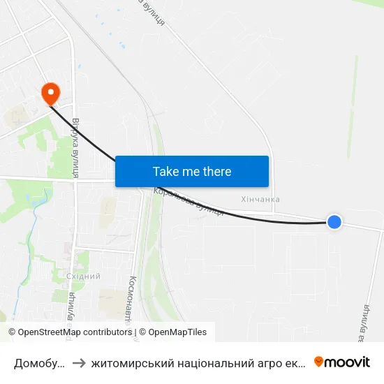 Домобудівник to житомирський національний агро екологічний університет map