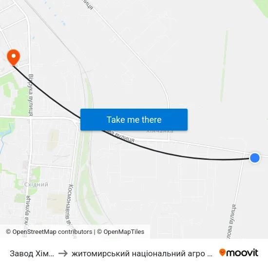 Завод Хімволокно to житомирський національний агро екологічний університет map
