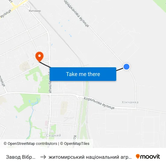 Завод Вібросепаратор to житомирський національний агро екологічний університет map