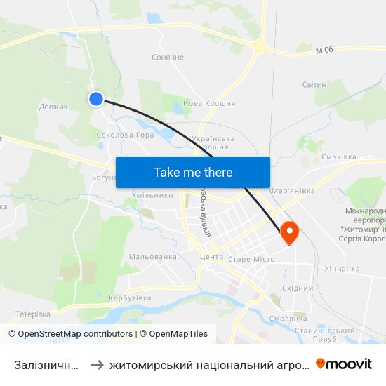 Залізничний Переїзд to житомирський національний агро екологічний університет map