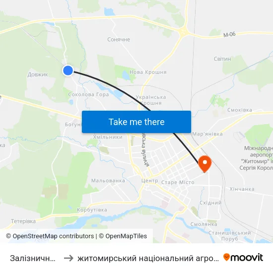 Залізничний Переїзд to житомирський національний агро екологічний університет map
