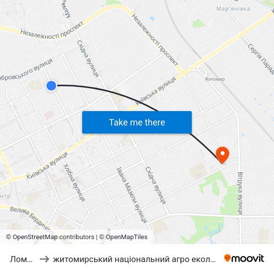Ломбард to житомирський національний агро екологічний університет map