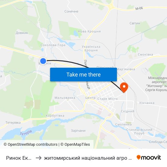 Ринок Економний to житомирський національний агро екологічний університет map