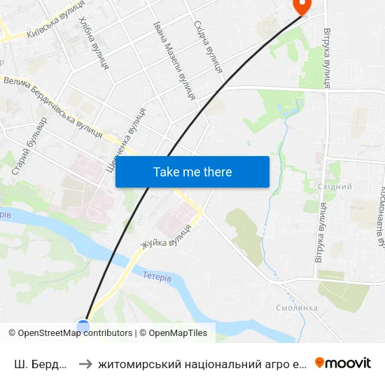 Ш. Бердичівське to житомирський національний агро екологічний університет map